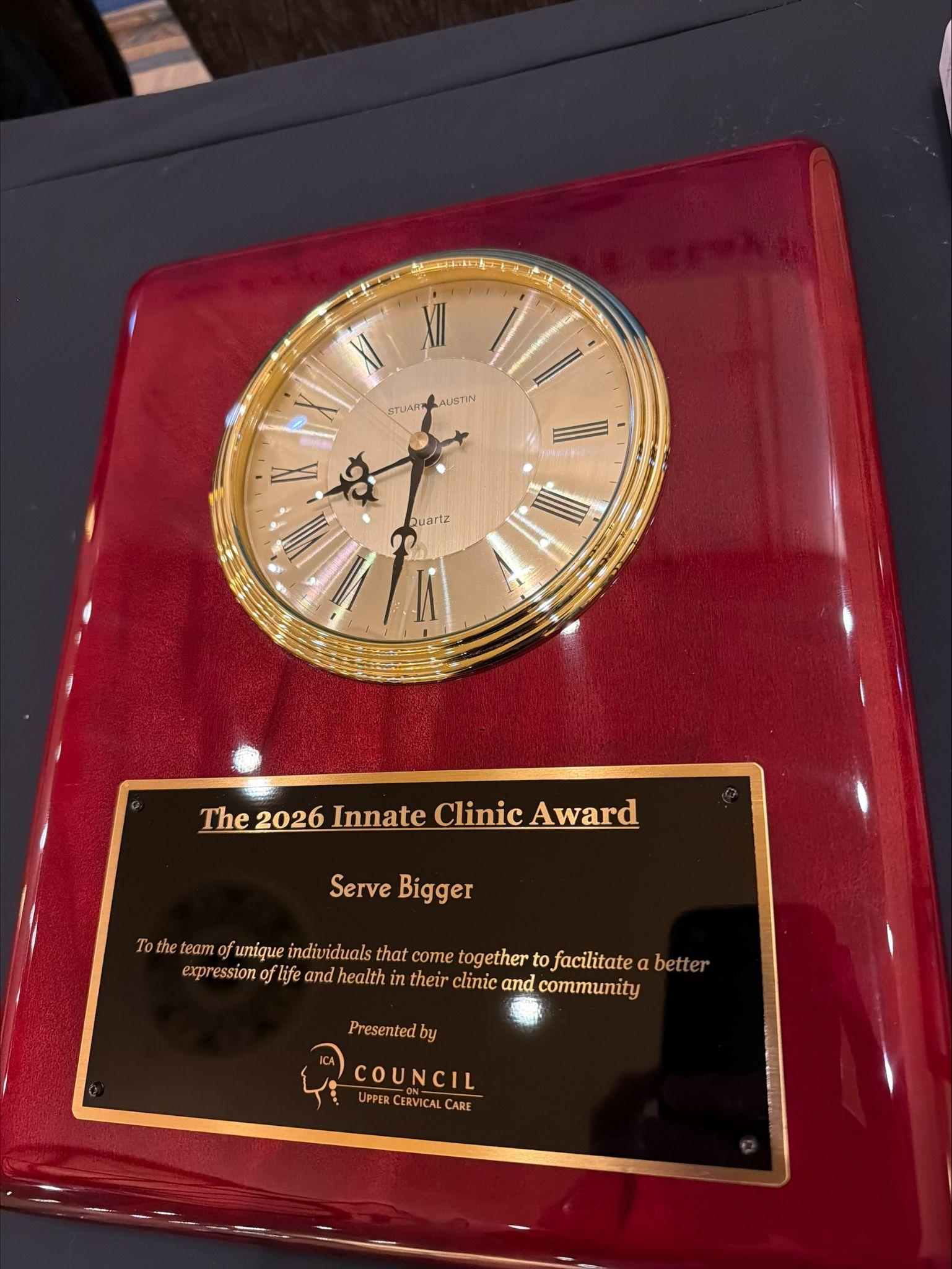 The 2026 Innate Clinic Award presented by the ICA Council on Upper Cervical Care